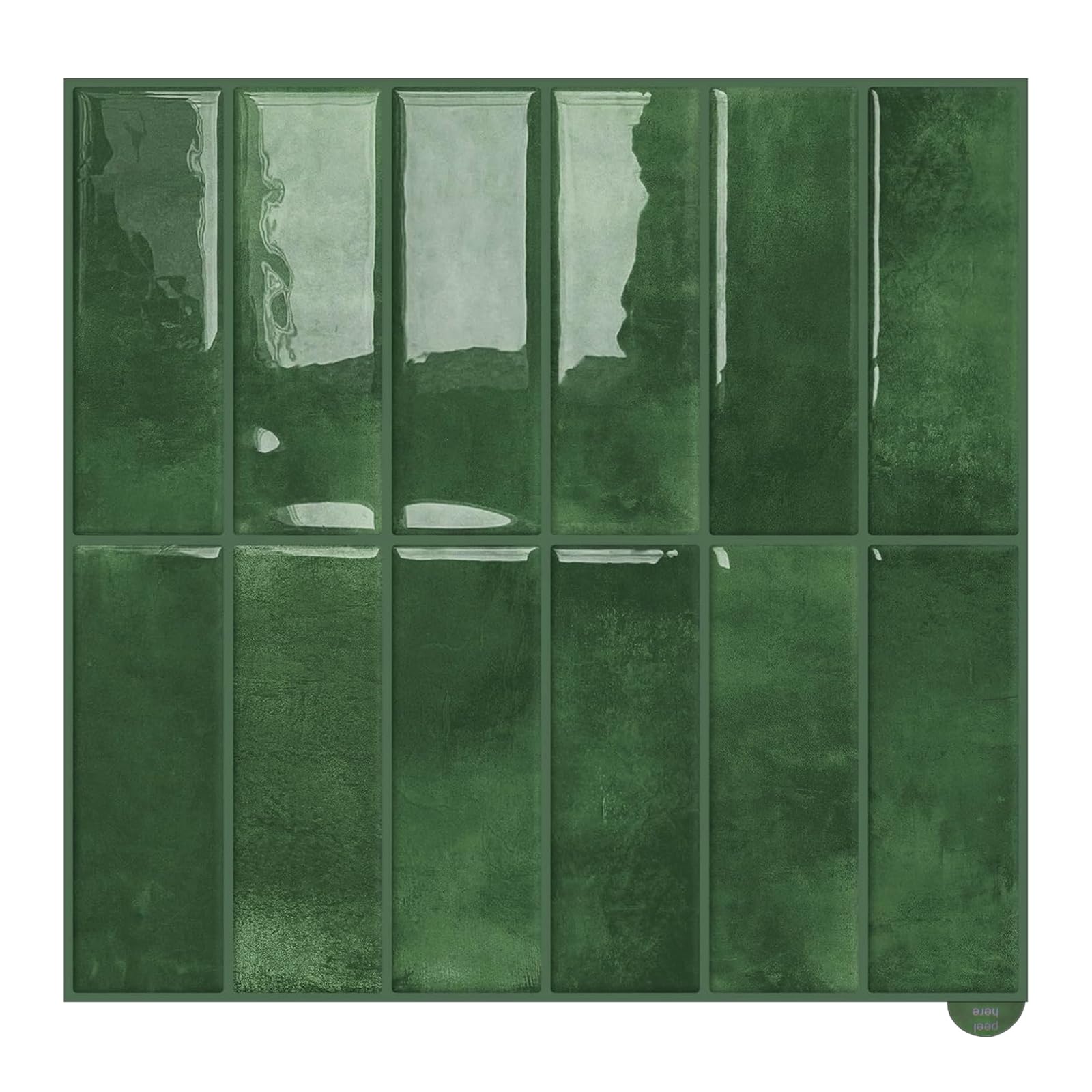 Adesivi per piastrelle, pellicola autoadesiva per cucina, rivestimento per piastrelle della metropolitana, 6 pezzi, 30,5 x 30,5 cm, verde alga