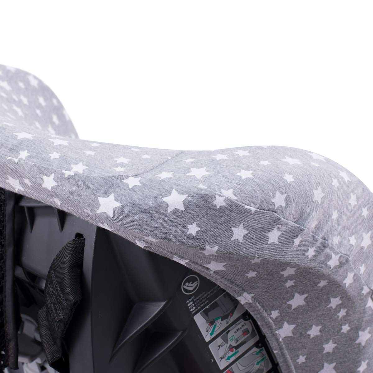 JYOKO KIDS Funda para Silla de Coche de Algodón Extra Suave Sin Cabezal (White Star)