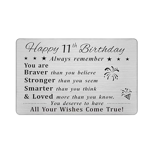 DEGASKEN Happy 24th Birthday Card, 24 Year Old Birthday Gifts for Men Women Him Her, Permanent Engraved Steel Wallet Card