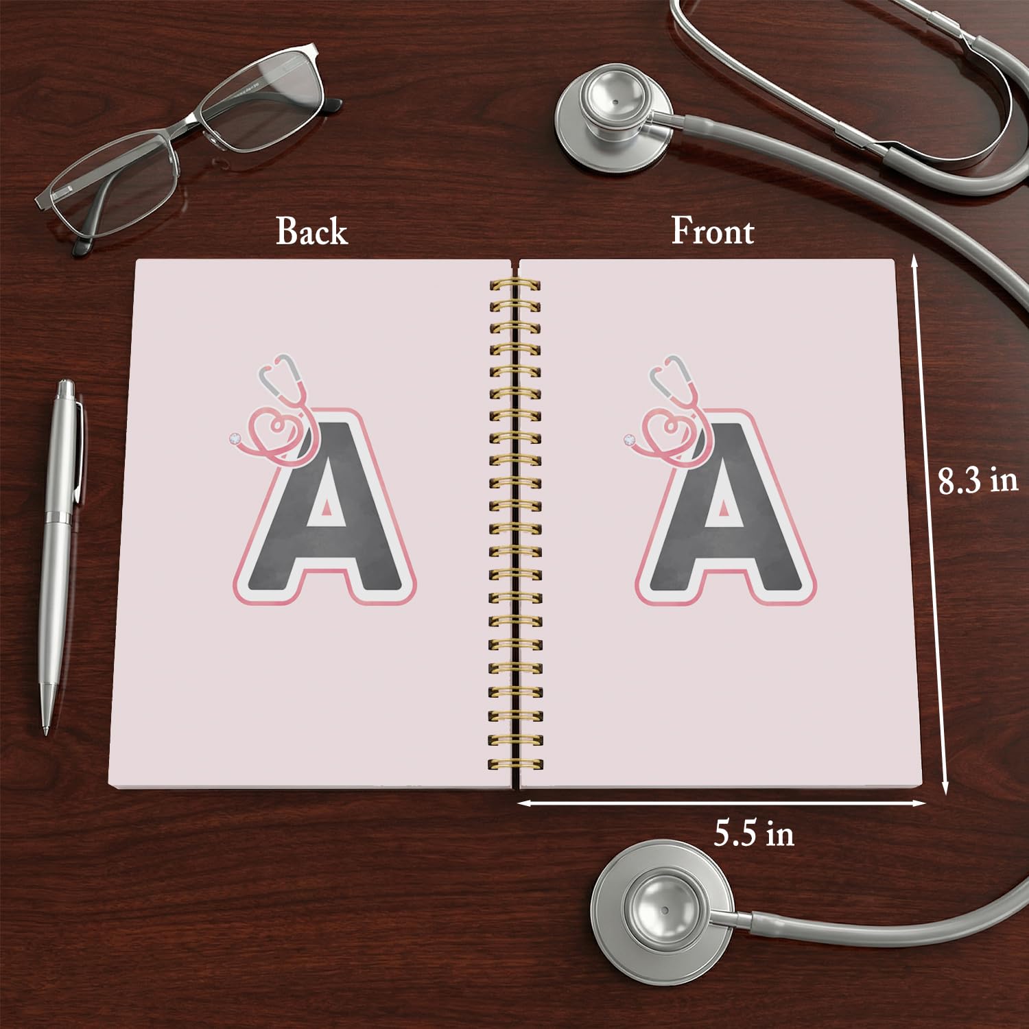 ICEWHITEY Pinkes Krankenschwester-Notizbuch, Krankenschwester-Bürobedarf, personalisiertes Spiralbuch, Tagebuch, 14 x 21 cm (A)