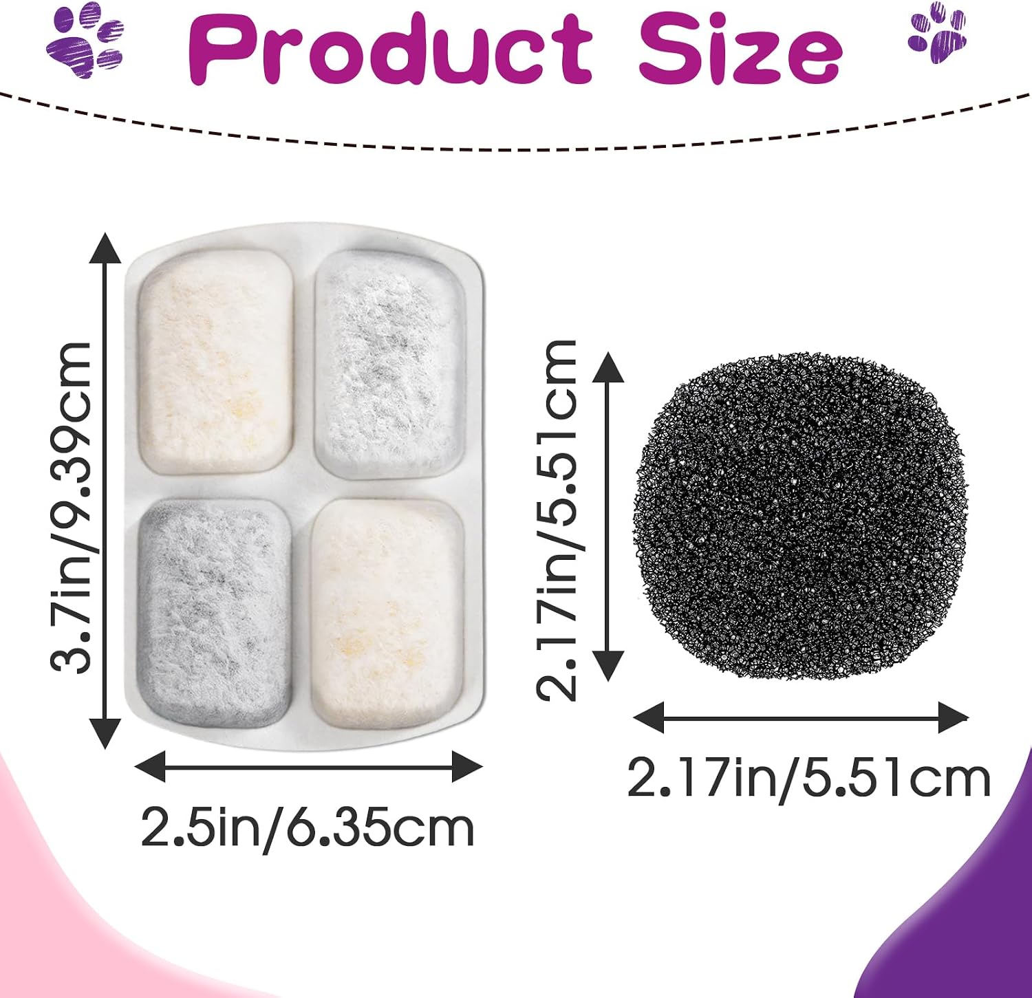 24+24 PCS Dog Water Fountain Filters Compatible with FEELNEEDY FN-W18 8L | Ion Resin & Activated Carbon Purify Water; Built-In Pump Sponge Prevents Clogging; Replace Every 1-2 Weeks for Fresh Drinking