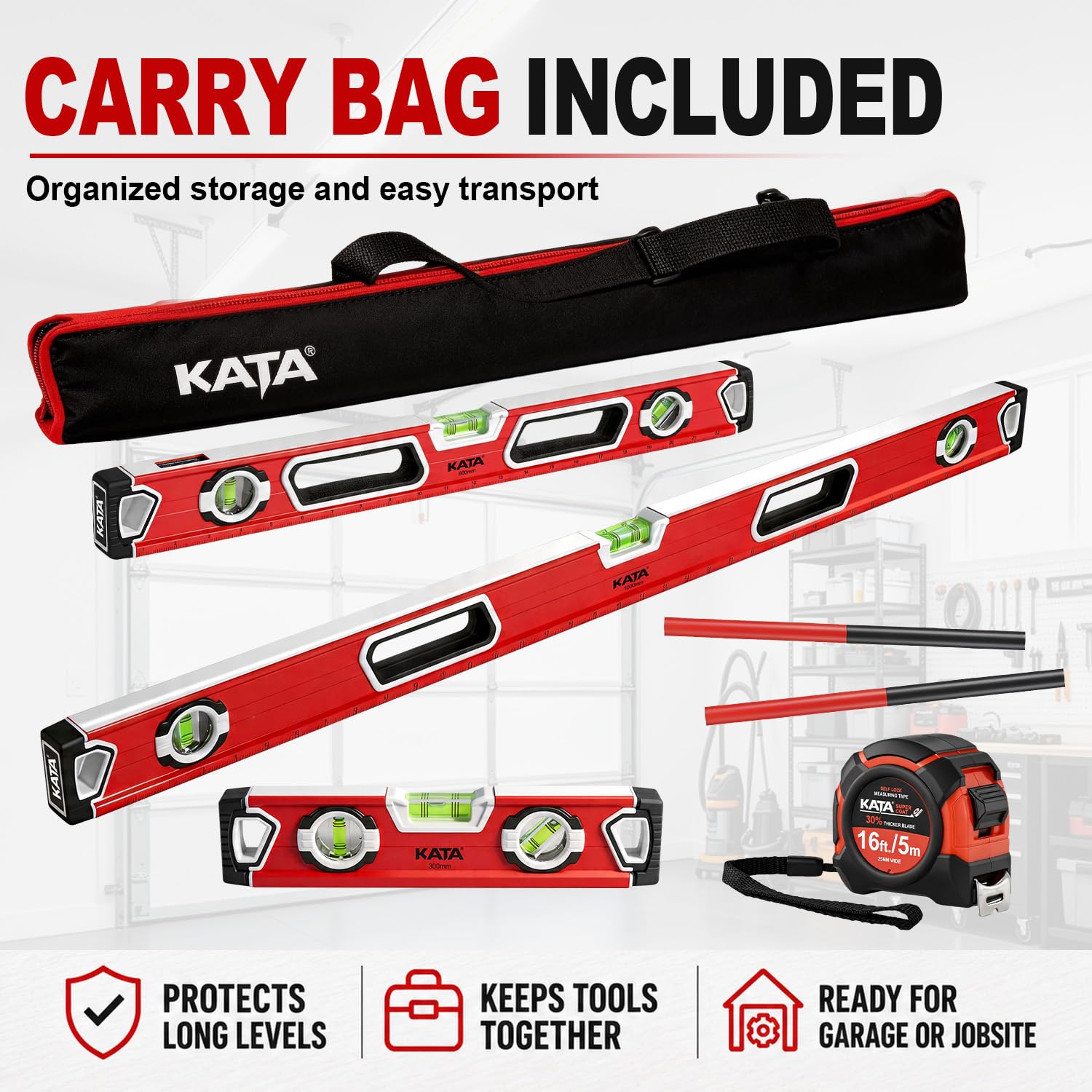 KATA Magnetic Level Set - 3 Piece Leveling Tool -5