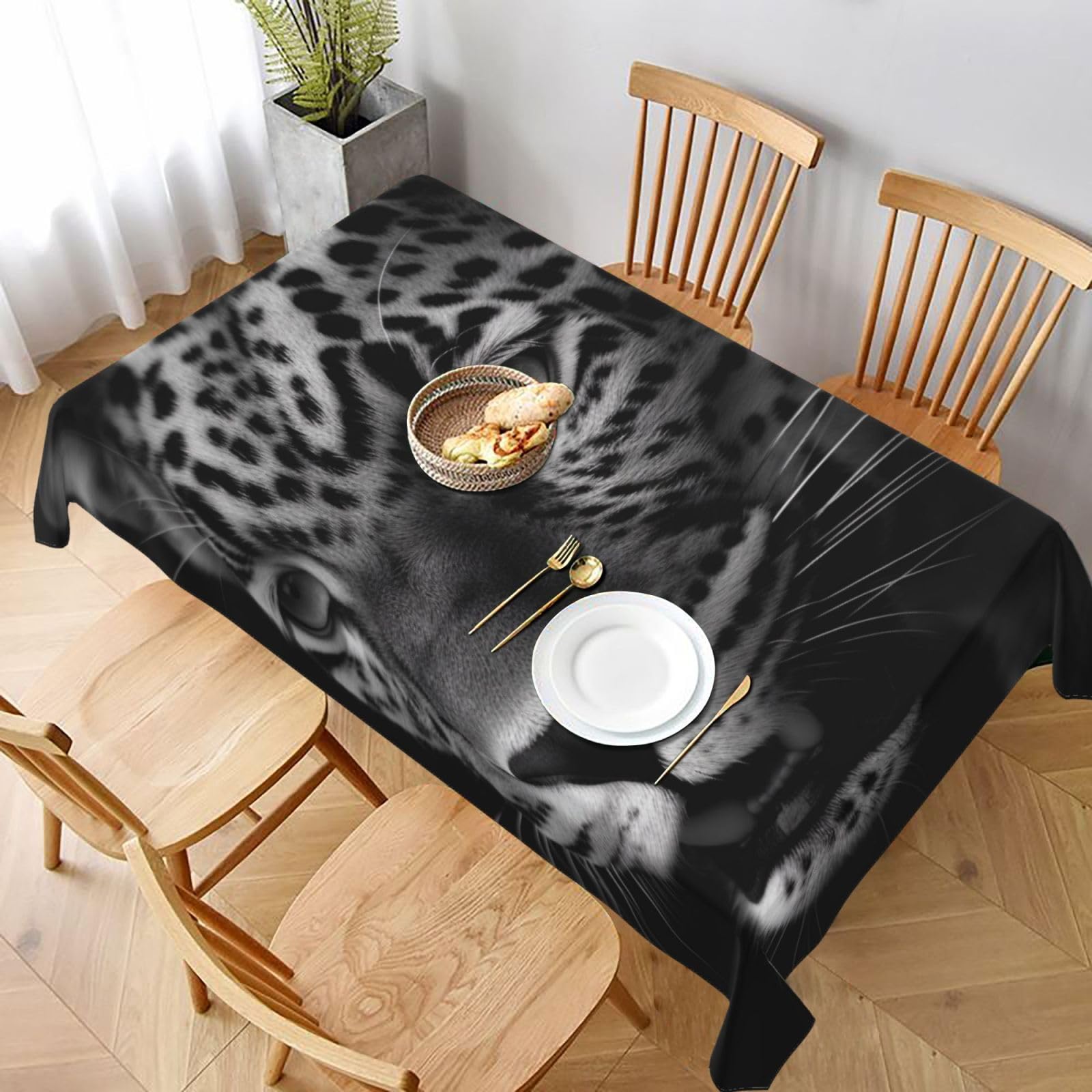 WPKJU Leopard Printed Tablecloth 60x90 in Water Resistant Table Cover Washable Rectangle Table Cloth for Dining Tables