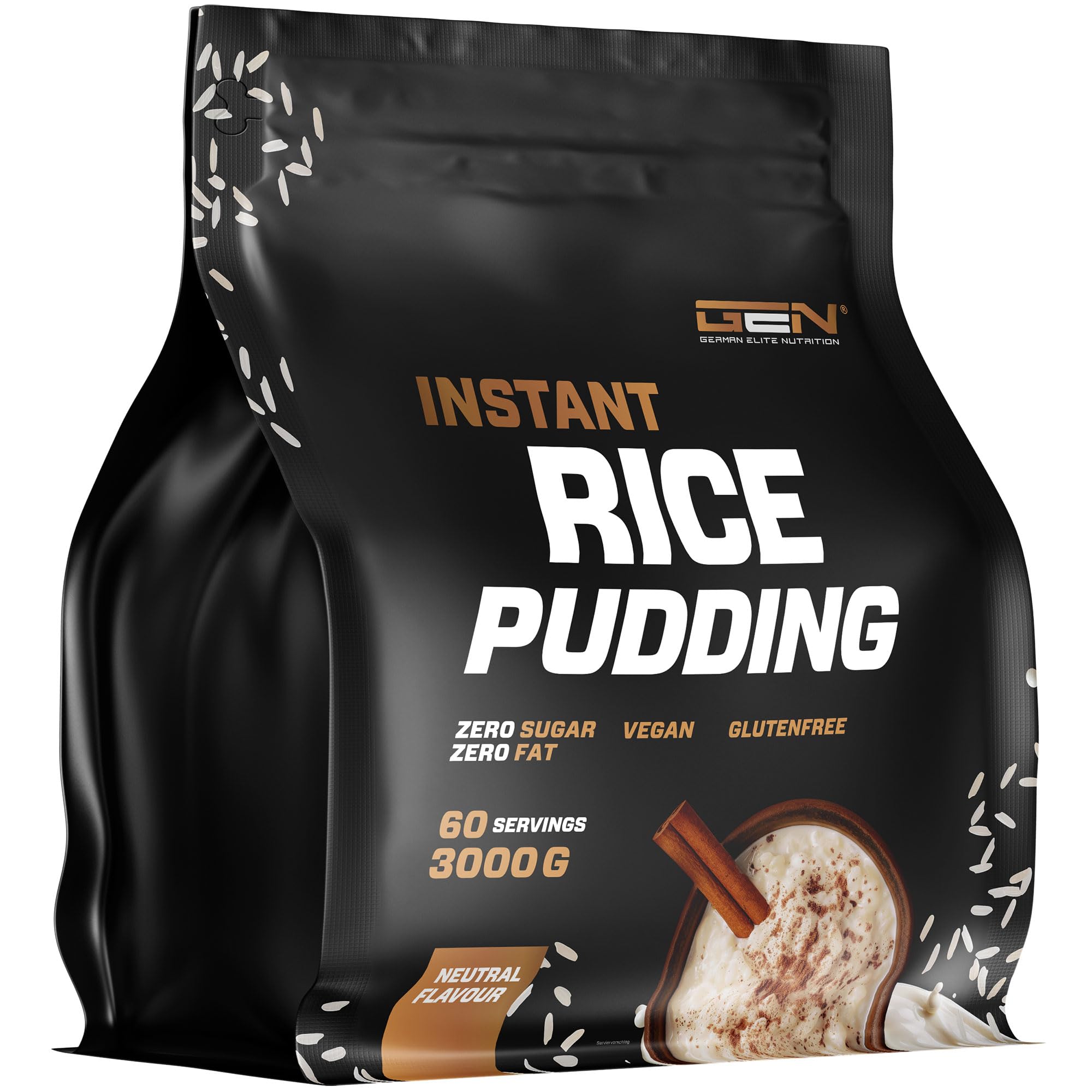 Veganer Instant Reispudding 3 kg - Rice Pudding Neutral - Hochwertige Energiequelle 100% Reis - Komplexe Kohlenhydraten
