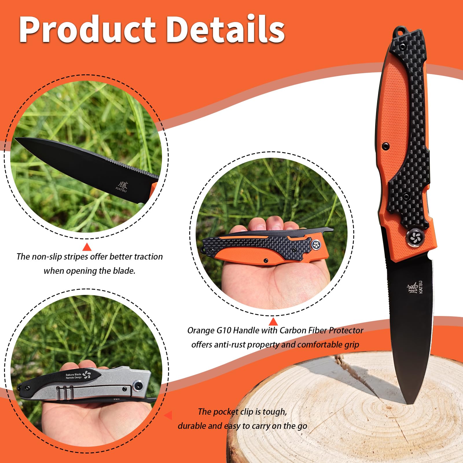 Amazon.co.jp: KATSU 日本製折りたたみポケットナイフ サクラブレード