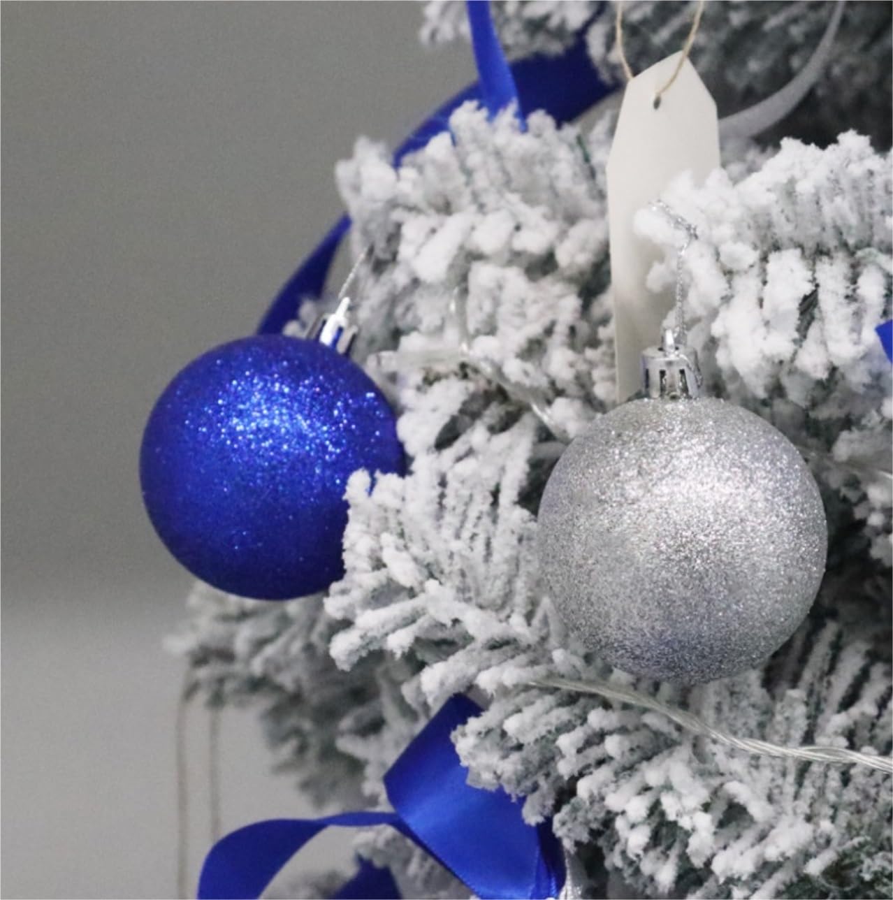 Bombki Choinkowe 24 Szt. Zestaw Bombek Świątecznych Nietłukące Ozdoby Choinkowe Kulki Xmas Wiszące Dekoracje Wystrój Świąteczny Dekoracje(Blue,Silver,1.57")