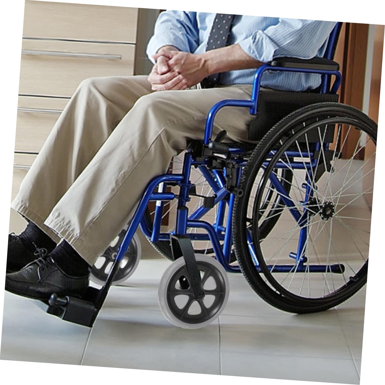 Veemoon 2pezzi Ruote di Ricambio per Sedia Rotelle Sostituzione Ruote Anteriori Piccole con Asta Asse Vite Accessorio Motore per Sedia Rotelle in Plastica Dura e Resistente all Usura