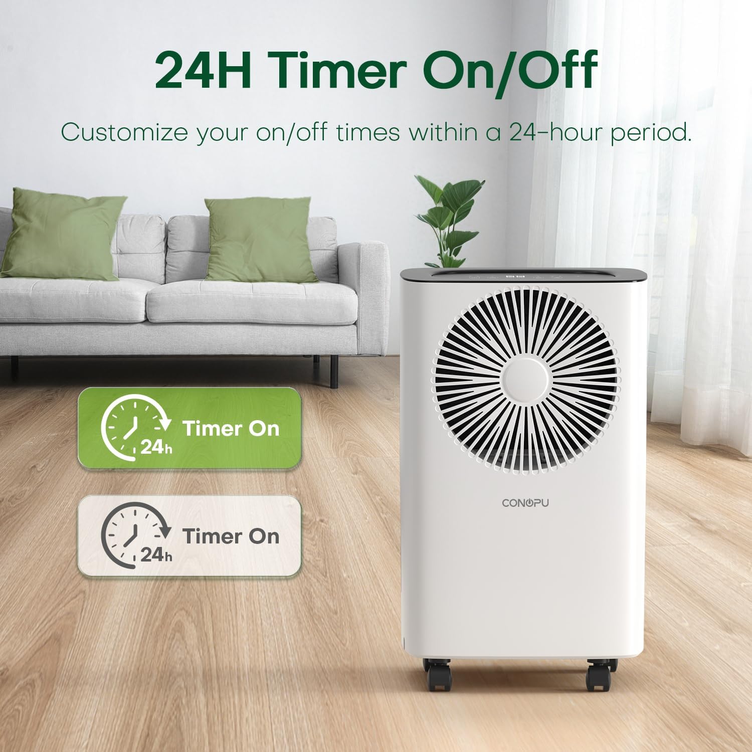 CONOPUPlus Dehumidifier with 24H Timer On/Off feature