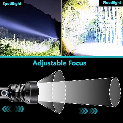 Miniatura 2 de HECLOUD Linternas LED recargables de alto lúmenes, linterna LED de 990,000 lm recargable, linterna súper brillante, linternas potentes para