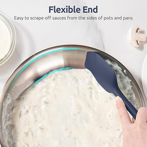 Miniatura 7 de Cucharas de silicona resistentes al calor de 600F espátula flexible para hornear y cuchara de cocina, utensilios de cocina sin costuras para servir,