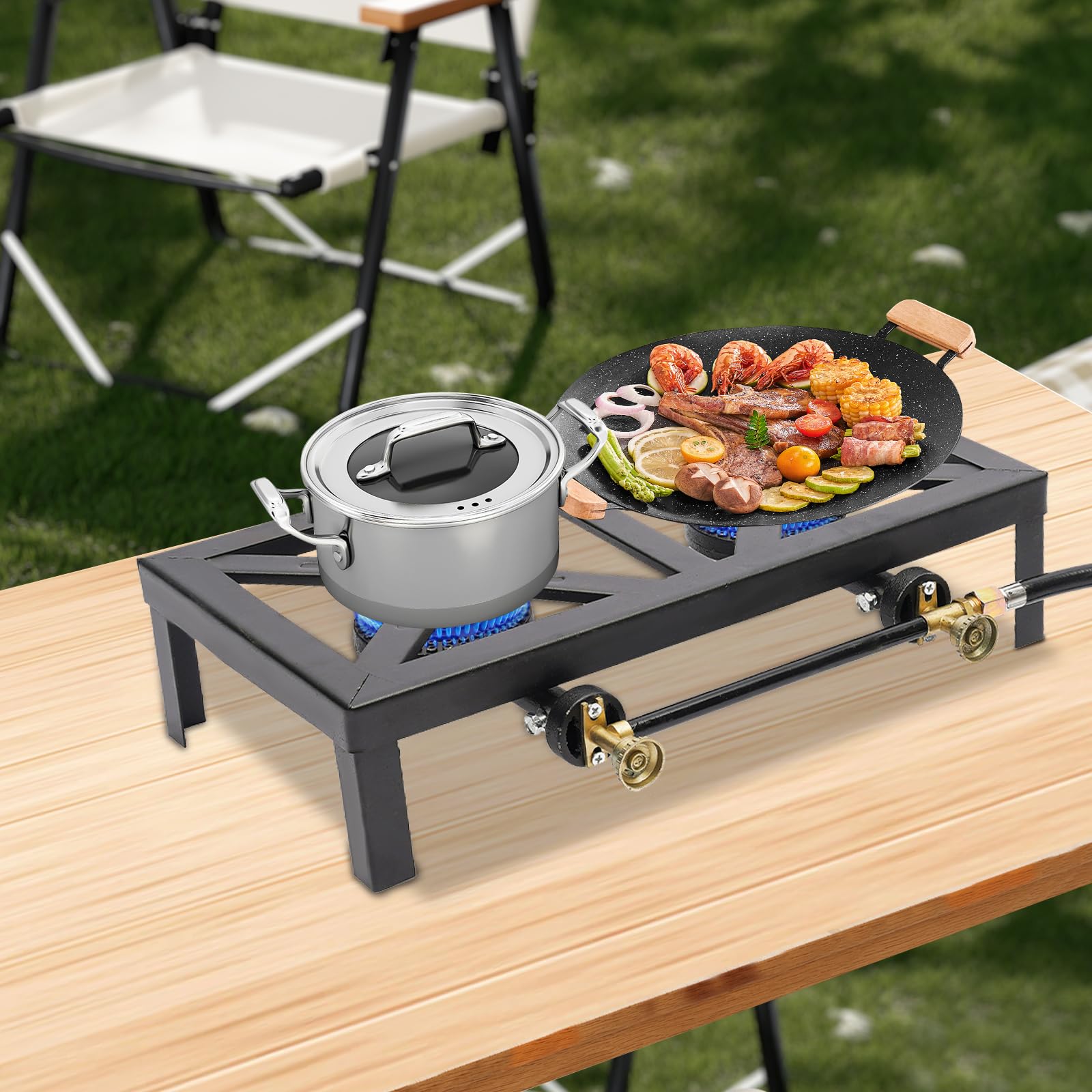 Réchaud à gaz avec 2 cartouches - Réchaud de camping 8 kW - Réchaud à gaz avec mallette de transport - Réchaud à cartouche - Réchaud à gaz pour camping, jardin extérieur