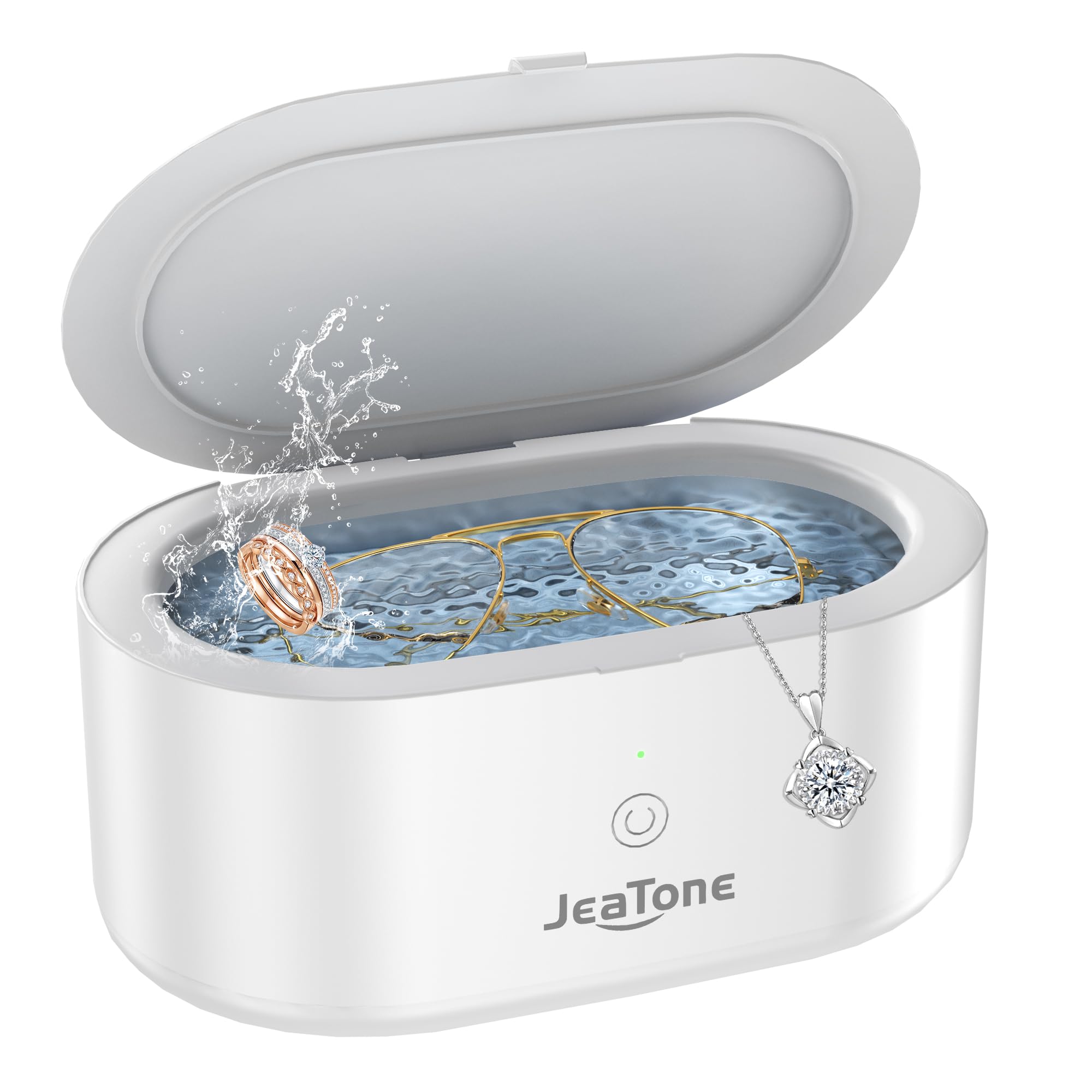 Ultrasonic Cleaner, Jeatone Ultrasonic Jewellery Cleaner Machine 600 ml with Timer, 46 kHz Jewellery Cleaner Ultrasonic for Retainer, Mouth Guard, Glasses, Watch, Ring, Diamond, Dentures Use, White-image-45