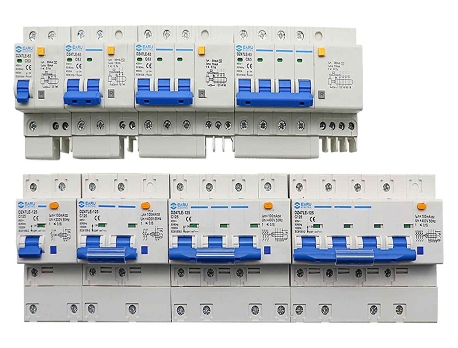 Disjoncteur fuites d'air 3P+N coupure automatique triphasée 40A DZ47LE pour tableau de maison