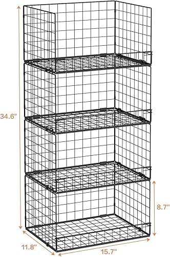Miniatura 2 de Organizadores de armario apilables de 4 niveles y estantes de almacenamiento, organizador de estantes de ropa, cestas plegables para almacenamiento