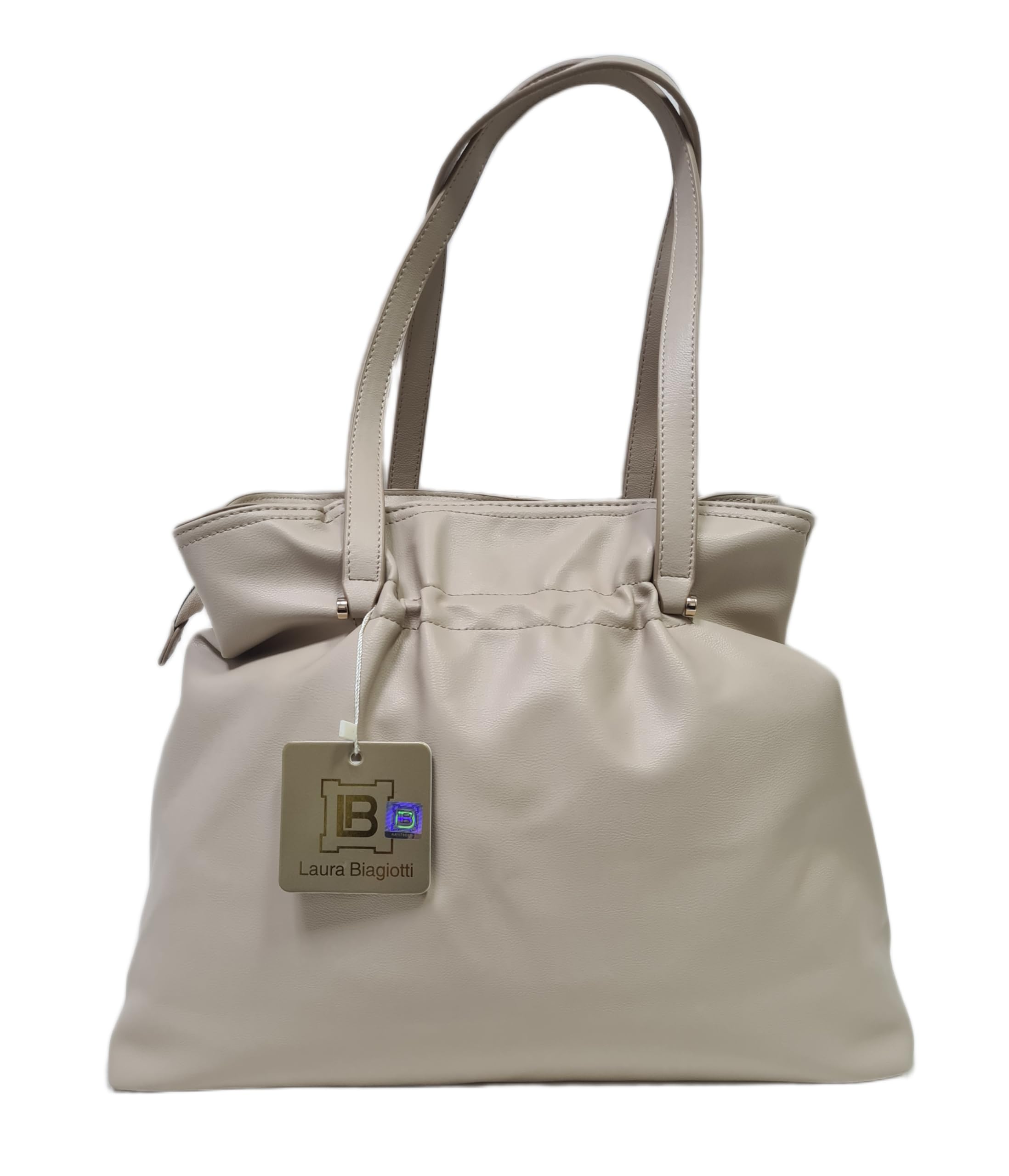 Laura Biagiotti Borsa a Spalla, Due Manici Lunghi, Linea Eclyper, Pelle Sintetica, con Accessori Oro, Dimensioni 41x33,5x14 cm Art. LB26S-252-1 | Leggera
