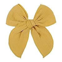 Vista 11 de Lazo de pelo de fábula blanca de 5.5 pulgadas: pinza de pelo de algodón de lino hecha a mano para niñas - 1 unidad