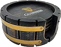 Vista 3 de Guinness Beer Coaster Set with Holder - 6 Pack, Beer Barrel Wood, Perfect for Home Bars and Parties Compatible