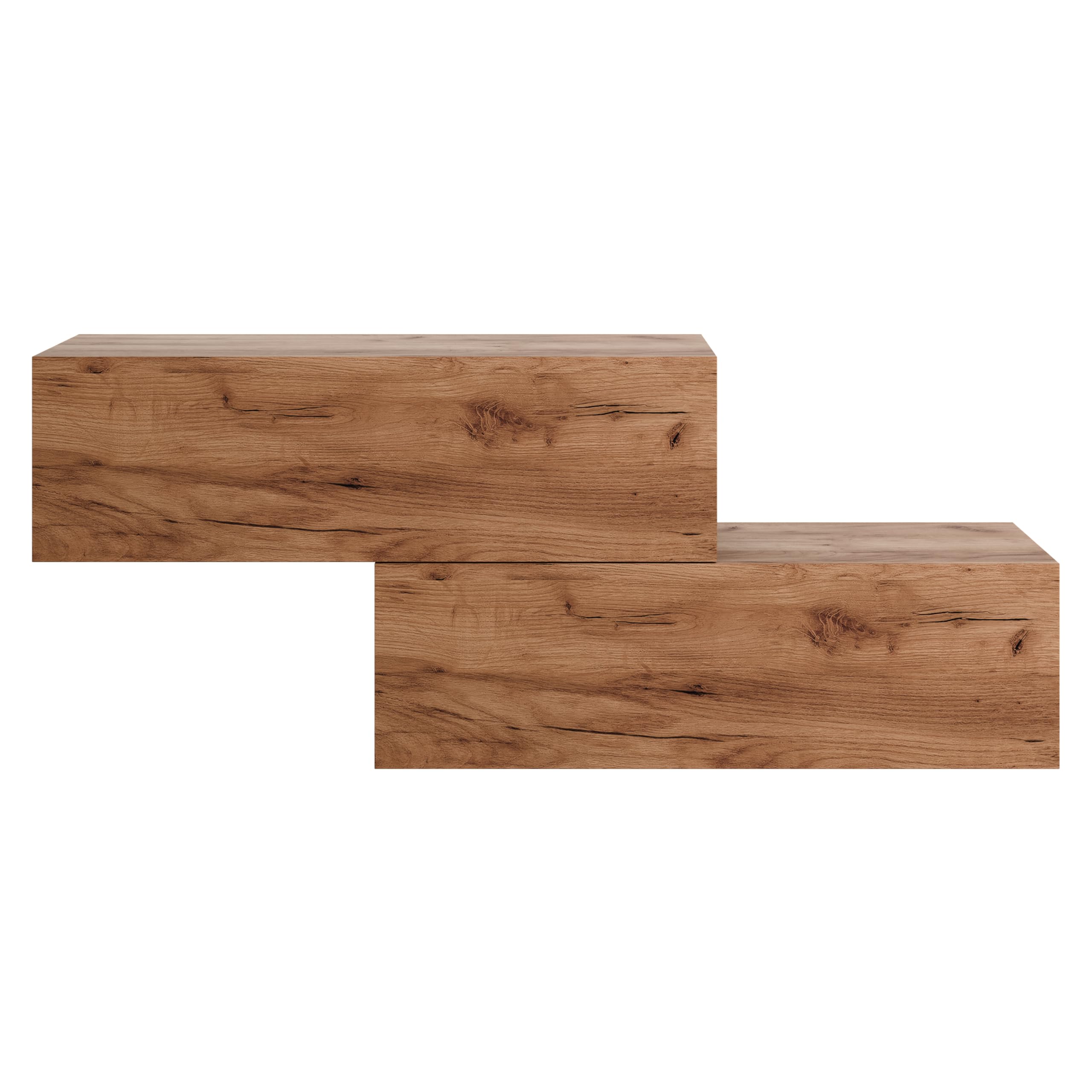 Planetmöbel Meuble d’Entrée avec Armoire Murale 2X 100 cm, Chêne doré, Vestiaire Compact avec Rangement à Abattant, Suspendue ou à Poser, 37,8 x 100 x 32,5 cm