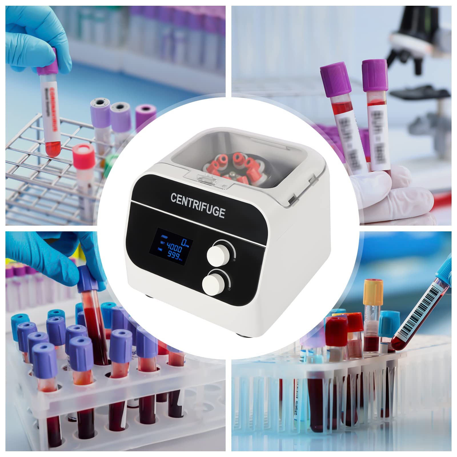 Laborzentrifuge 8x20ml Labor Zentrifuge Blutzentrifuge Tischzentrifuge 0-4000rpm Timing-Regler 0-999min Centrifuge für Analyse Serum, Blut,Plasma, Immunsystem