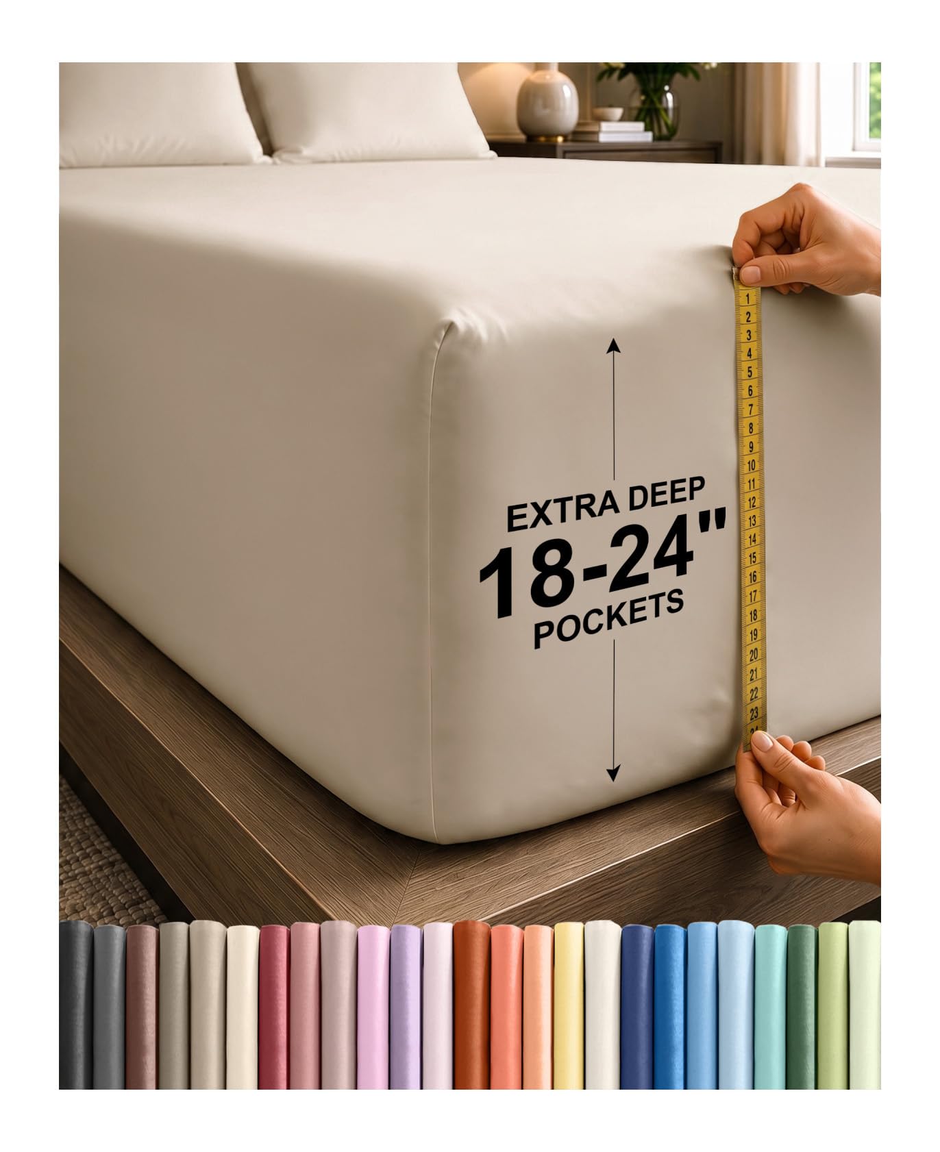 CGK Extra Deep Cal King Single Fitted Sheet Only - Wheat