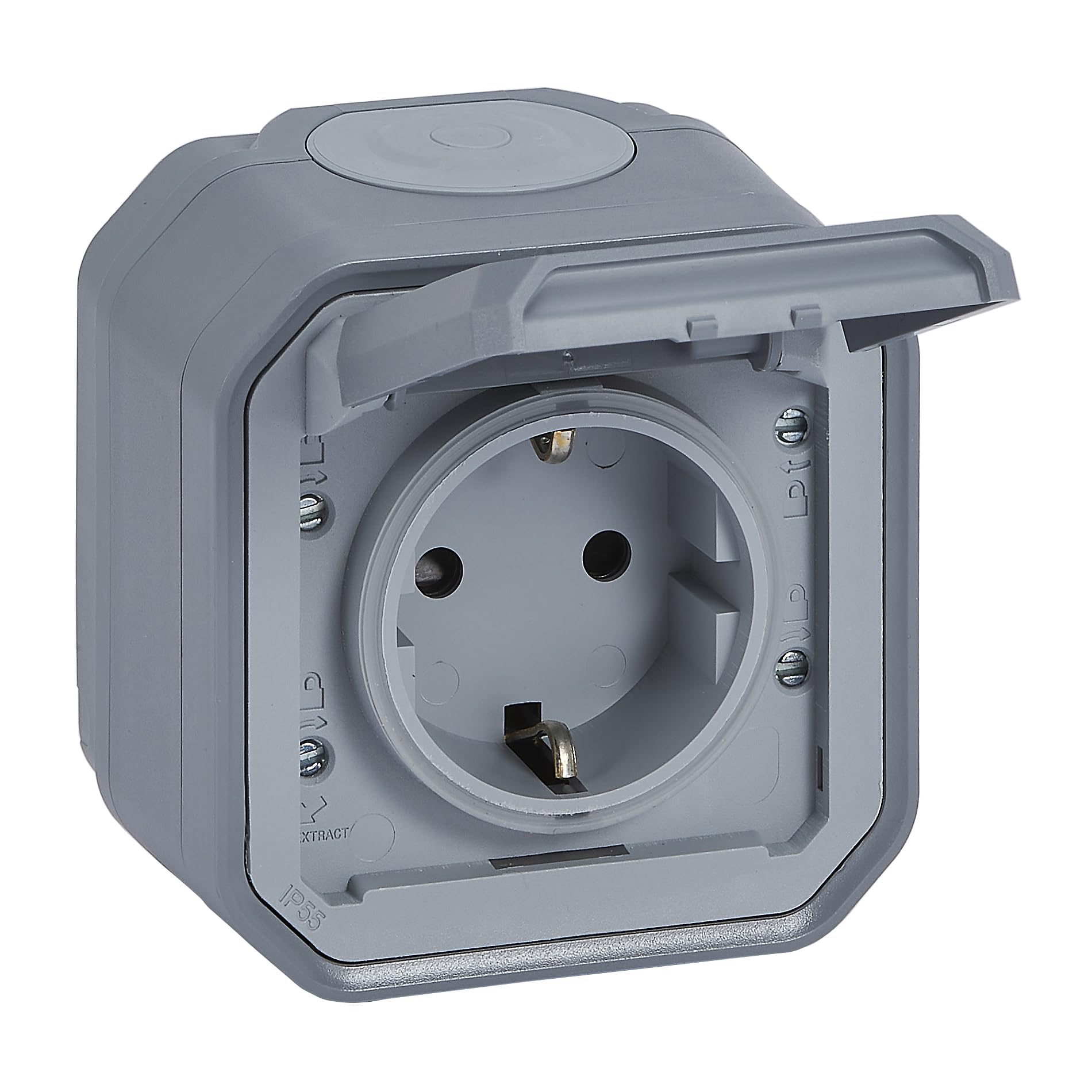 Presa Schuko IP44 con sportello ribaltabile grigio, 181-08 DV 8271