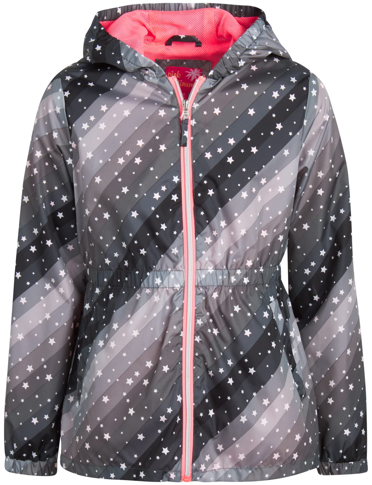 Pink Platinum Girls' Anorak Raincoat Jacket Lightweight Waterproof Tie  Dye Windbreaker