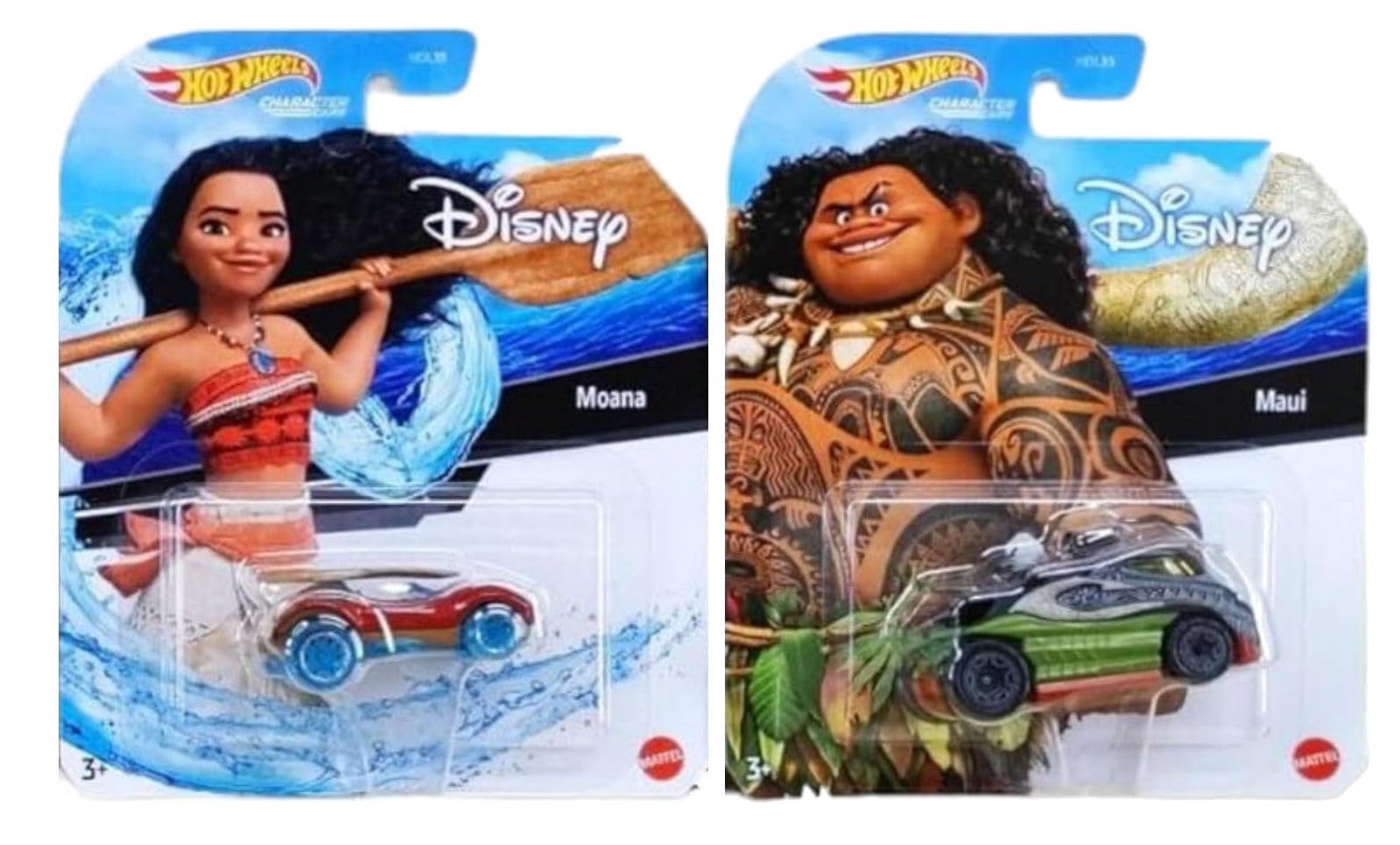 新品未開封　Hot Wheels Moana ディズニー Hot Wheels Maui and Moana Character Cars, 2-Pack Collectible Die