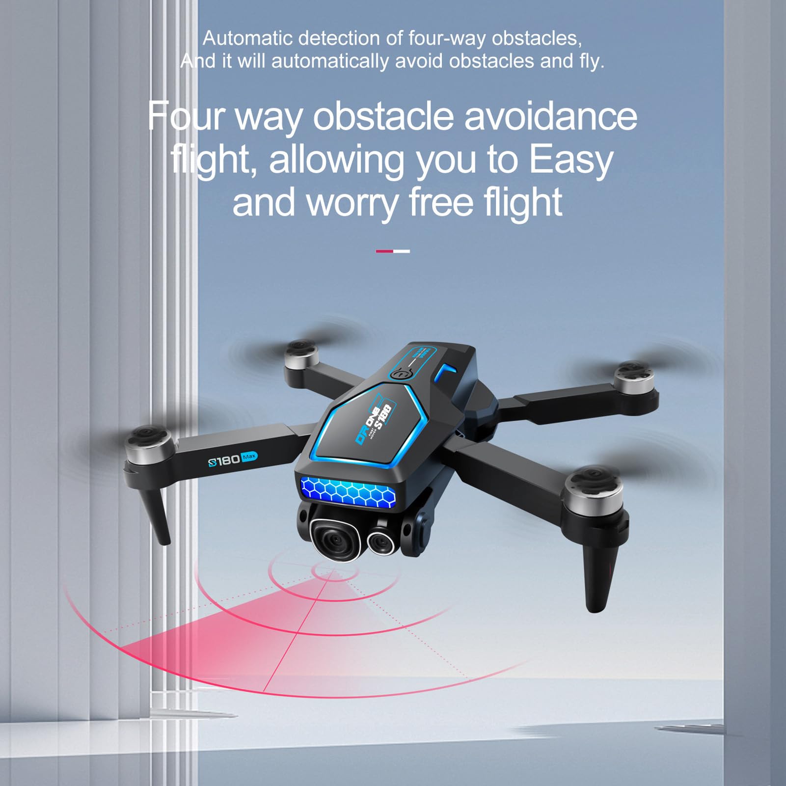 Drones RC para Adultos y Principiantes, Cámara Dual HD 8K Lente de 90 Grados Posicionamiento de Flujo óptico de 4 Lados Motor sin Escobillas Drones RC (Batería única)