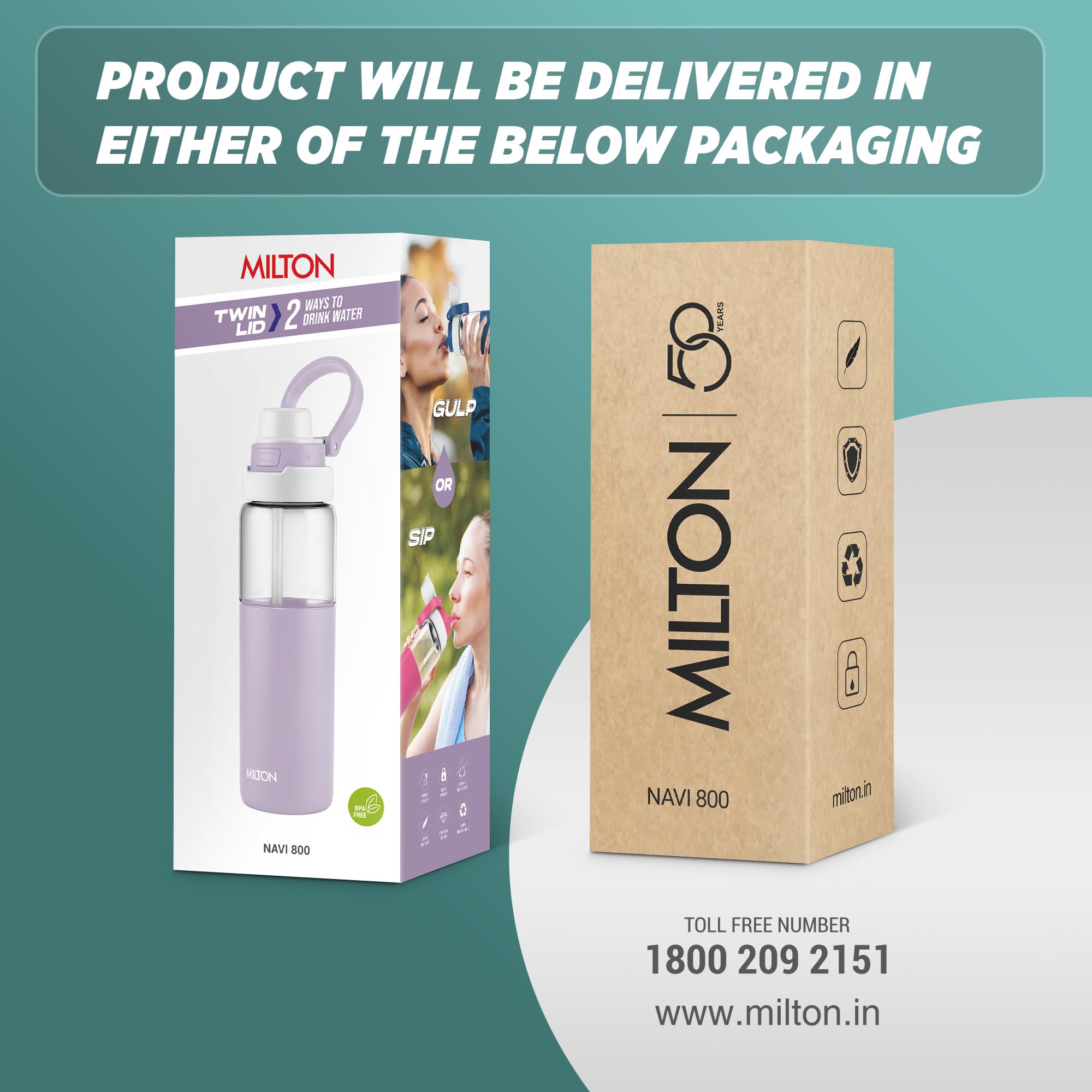 MILTON Navi 800 Water Bottle - Sip or Gulp, Leak-Proof -9
