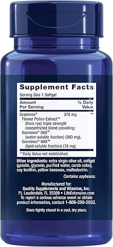 Miniatura 2 de Life Extension Polen de prosta de triple fuerza – Salud de la próstata – 1 diario – Sin gluten – 30 cápsulas blandas