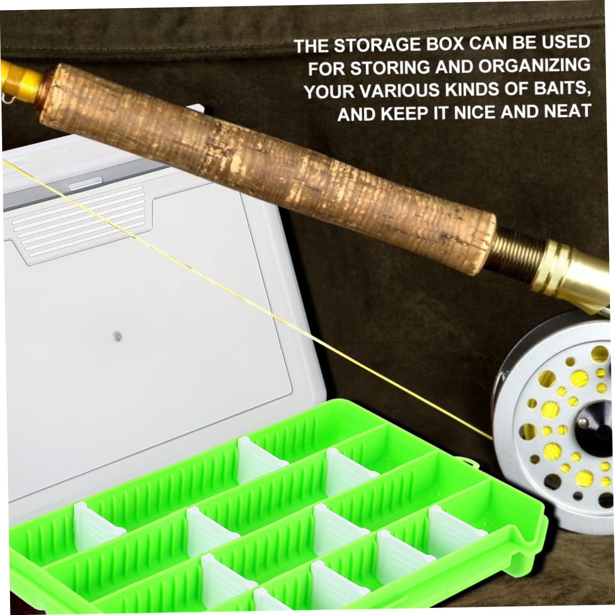 GRIRIW Plastic Multifunction Fishing with Dividers Capacity Organizer for Fishing Tools and Durable Material with Lid for Quick