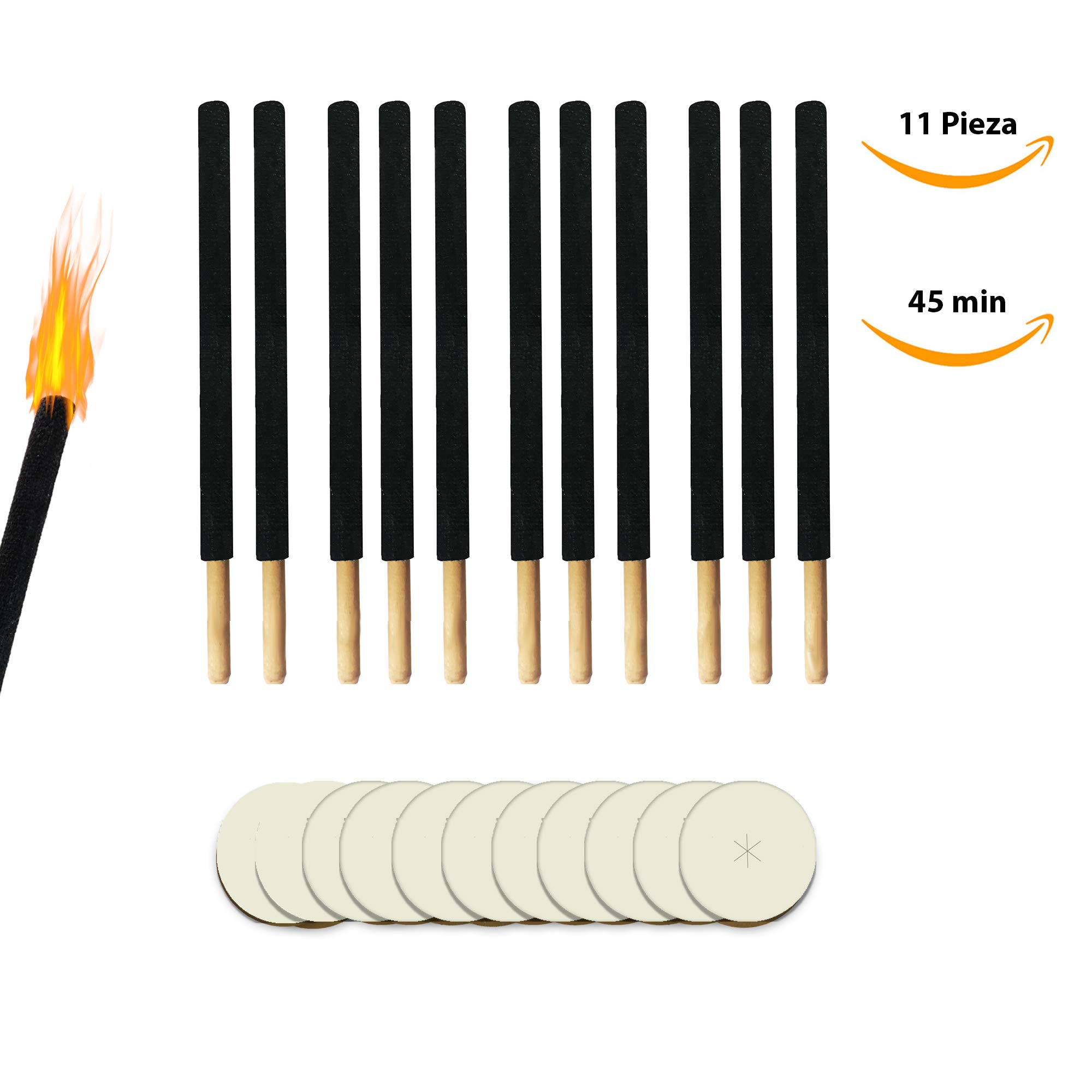 11 Fackeln Hochwertige Handschutz, mit Extra Langem Griff, Kinder Fackeln Spaß für Nachtwanderung Wachsfackel 11 x 45 min