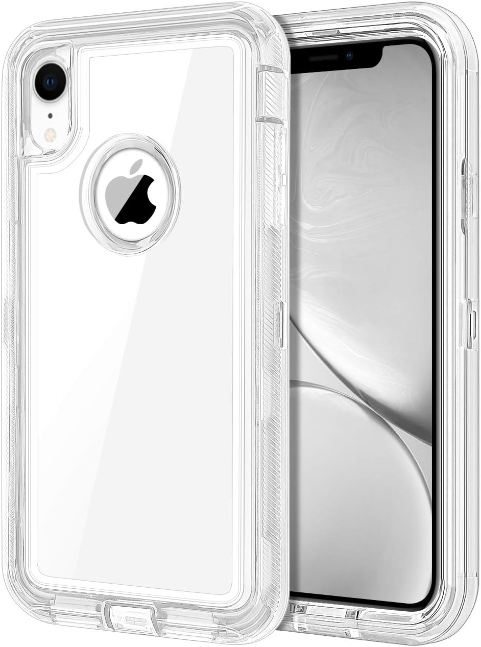 JAKPAK Case for iPhone XR Case Clear Transparent Heavy Duty Protection for iPhone XR Case Shockproof Anti Scratch Cover with Dual Layer PC Bumper TPU Back Case for iPhone XR 10R 6.1inches Transparent