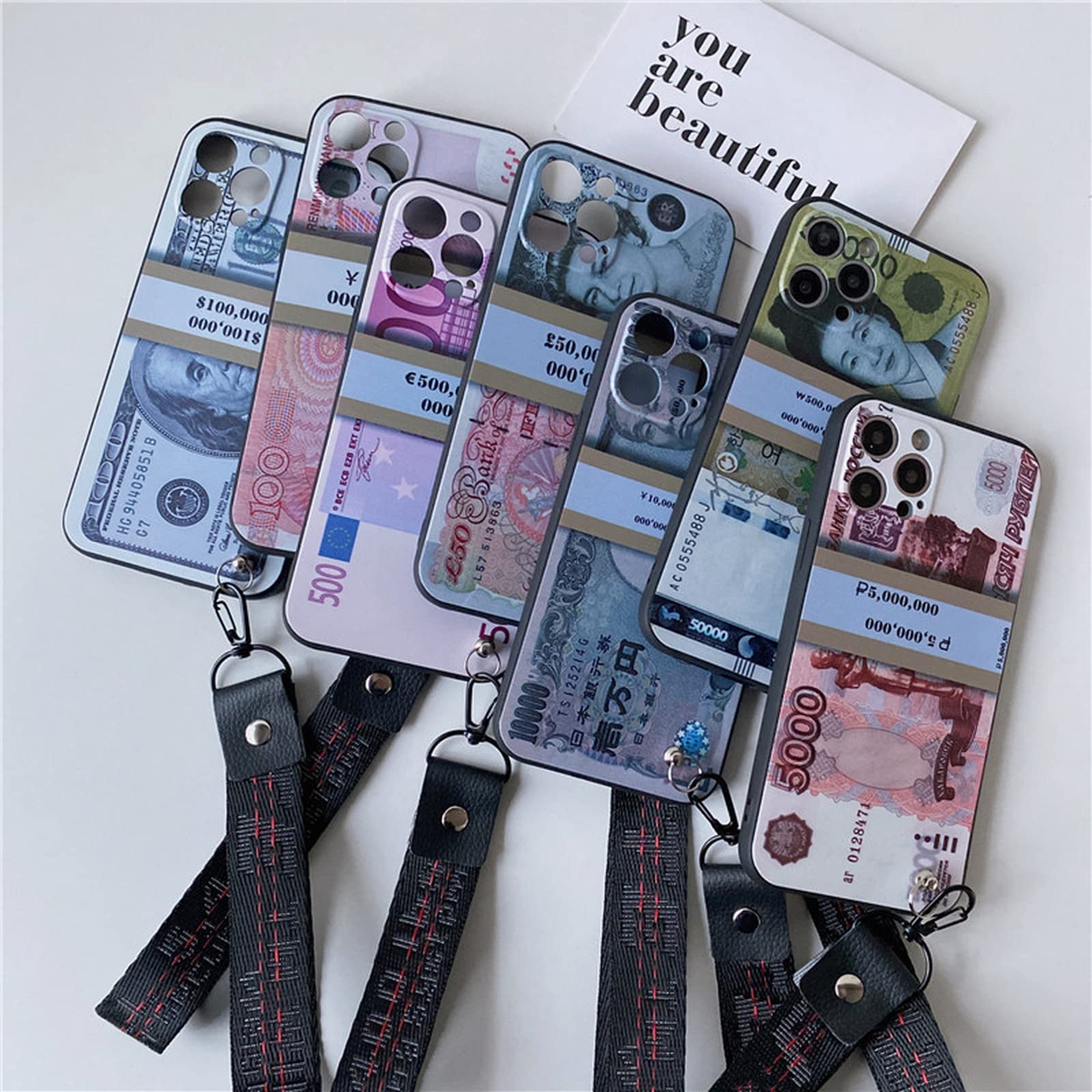 Amazon.co.jp: Qiwon Insu Dollar Eurowon GBP Yen US Dollar Off Strap Phone  Case for iPhone 7 8 Plus 13 12 11 Pro X XS Max Xr Russian Ruble CNY Cover- JPY-for iPhone 13pro :
