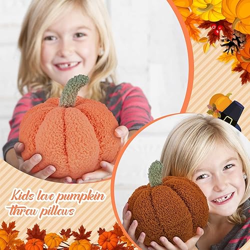 Miniatura 10 de Calabaza de peluche de Halloween con forma 3D decorativa de Acción de Gracias, suave y linda, 11 pulgadas, 7 pulgadas (naranja clásico, blanco,
