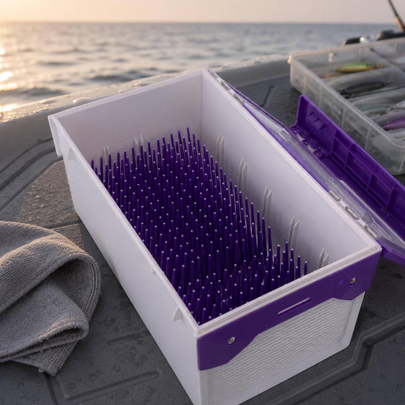 Hardbait-Box Steckeinsatz Angelköder-Aufbewahrungsbox Viele Stifte Köderbox für Angler, Grün