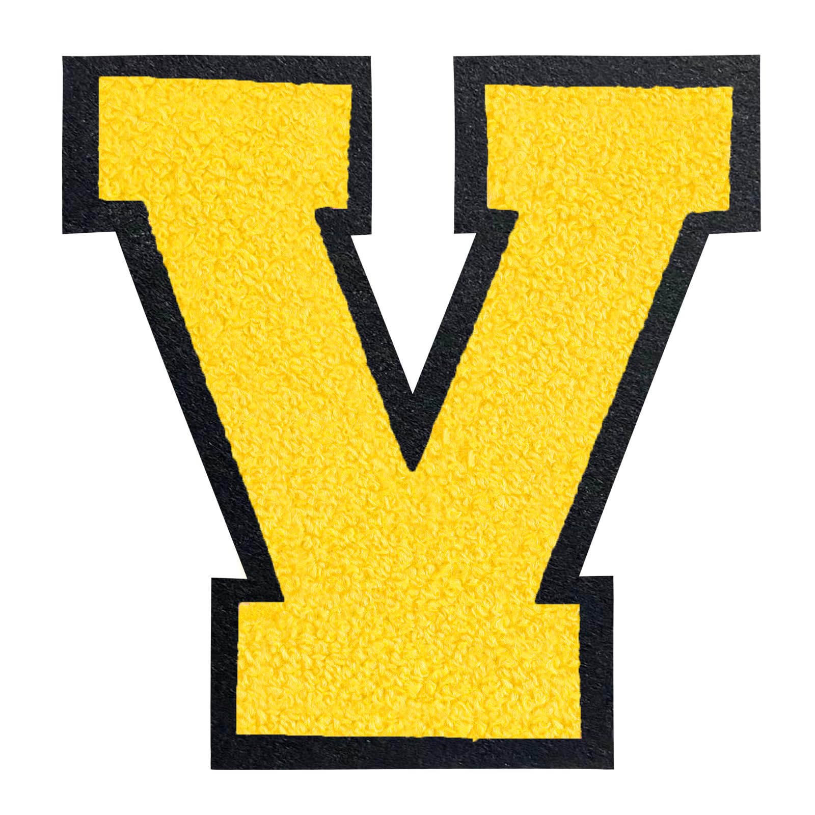 QianSiLi 6.5 Inch Chenille Iron On Letters for Clothes Varsity Letter Patches Embroidered Patch Iron On Patches for Clothing Jacket/Hoodie/Varsity (Yellow,V) — image 1