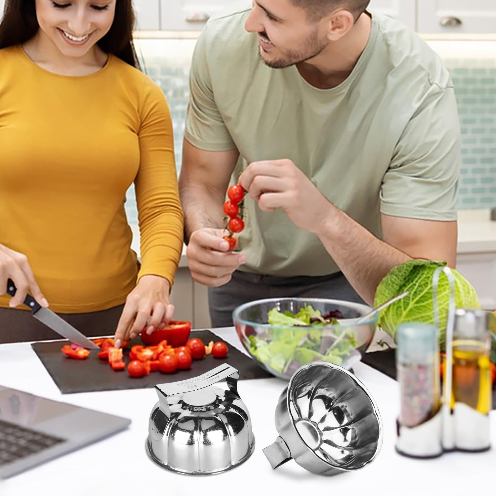 Lot de 2 moules à riz en acier inoxydable en forme de pétale de fleur, moule à riz pour la cuisine japonaise, décoration de vaisselle, accessoires de cuisine, outils de chef (argent)