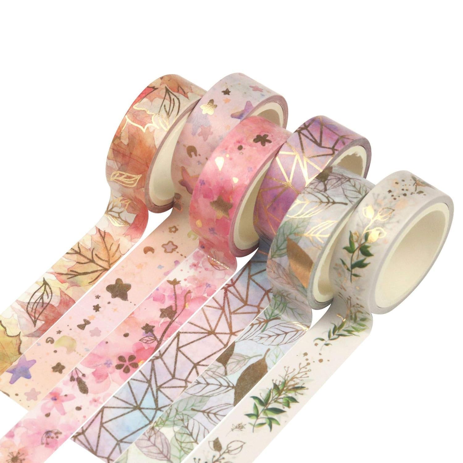 VIRADHAM Washi Tape Set β 6 Pcs Decorative Designer Tapes for Scrapbooking, Journals, DIY Crafts, Gift Wrapping And Creative Projects β Easy to Stick And Remove