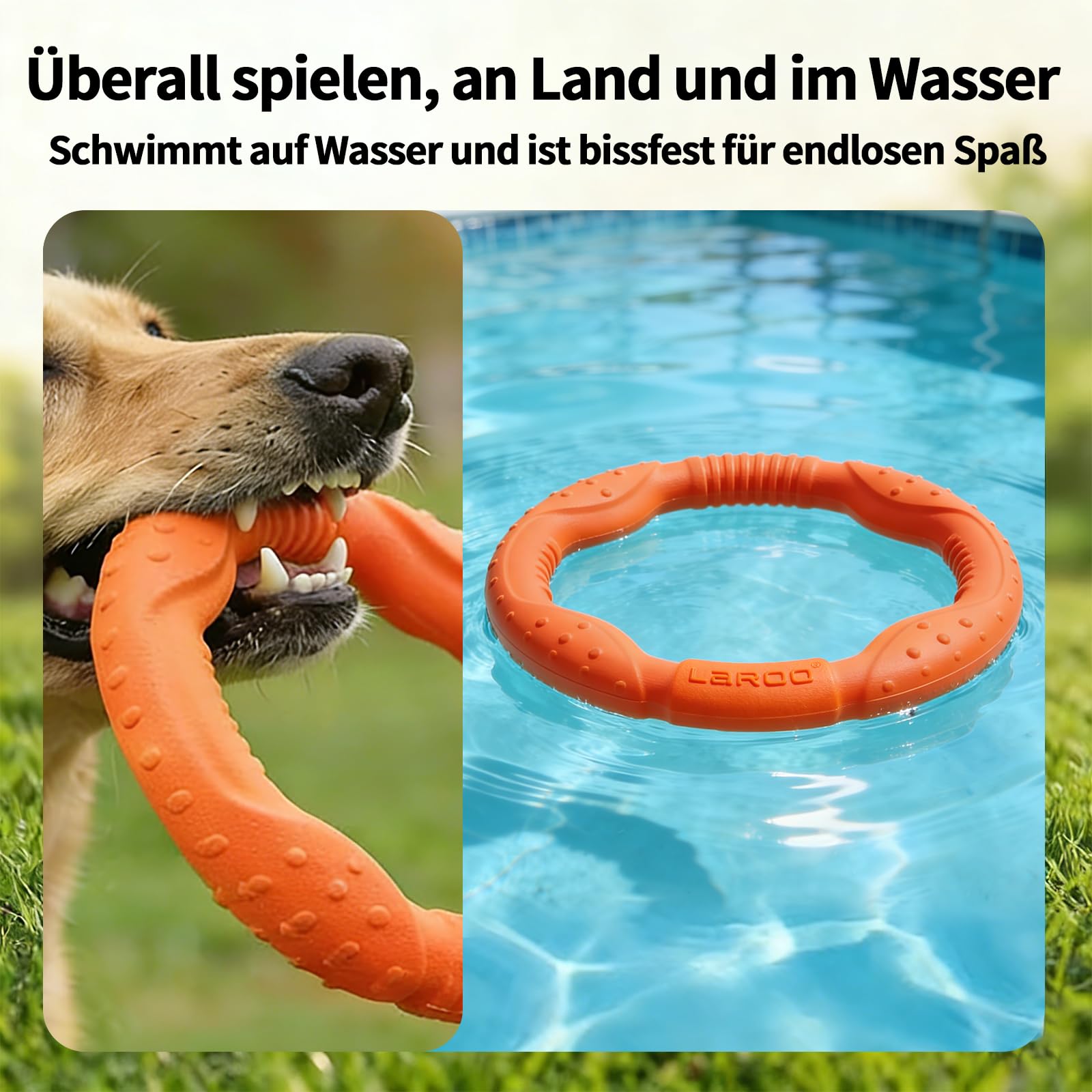 LaRoo Frisbee pierścień fitness dla psa, niezniszczalny pływak dla psów, zabawka, letni trening zwierząt domowych, dla średnich i małych psów