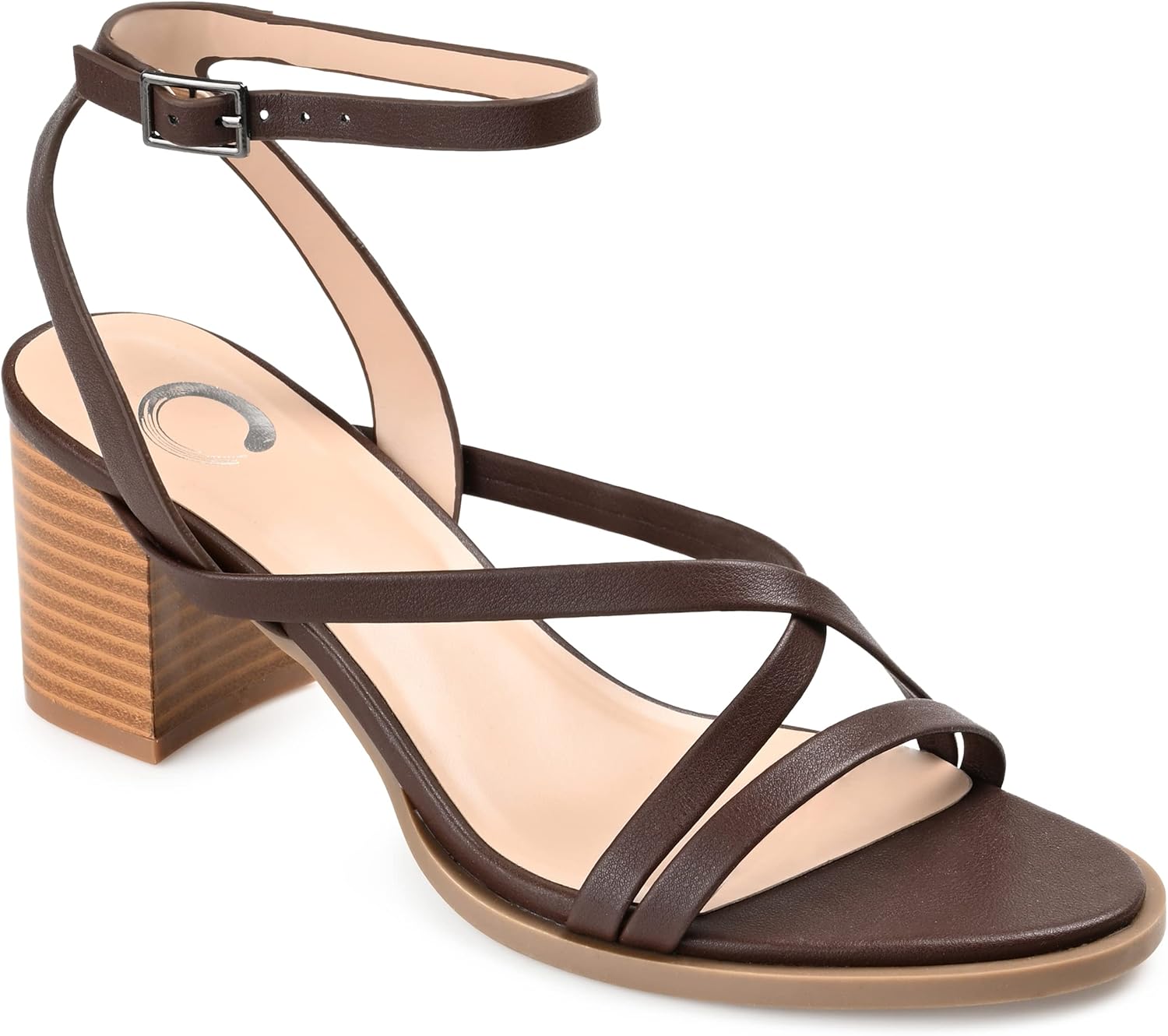 Journee Collection Womens Anikah Open Toe Mid Stacked Heel Pumps Brown 11 Medium Womens US