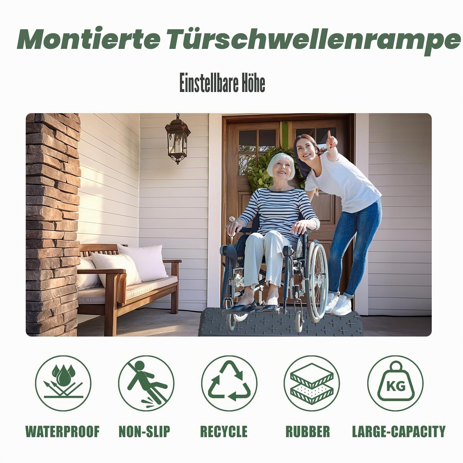 Schwellenrampe, modulare Rampe, tragbar, für Rollstühle, Roller und Fußgänger