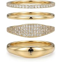 Stackable Gold Rings for Women Non Tarnish Chunky 14K Gold Plated Rings