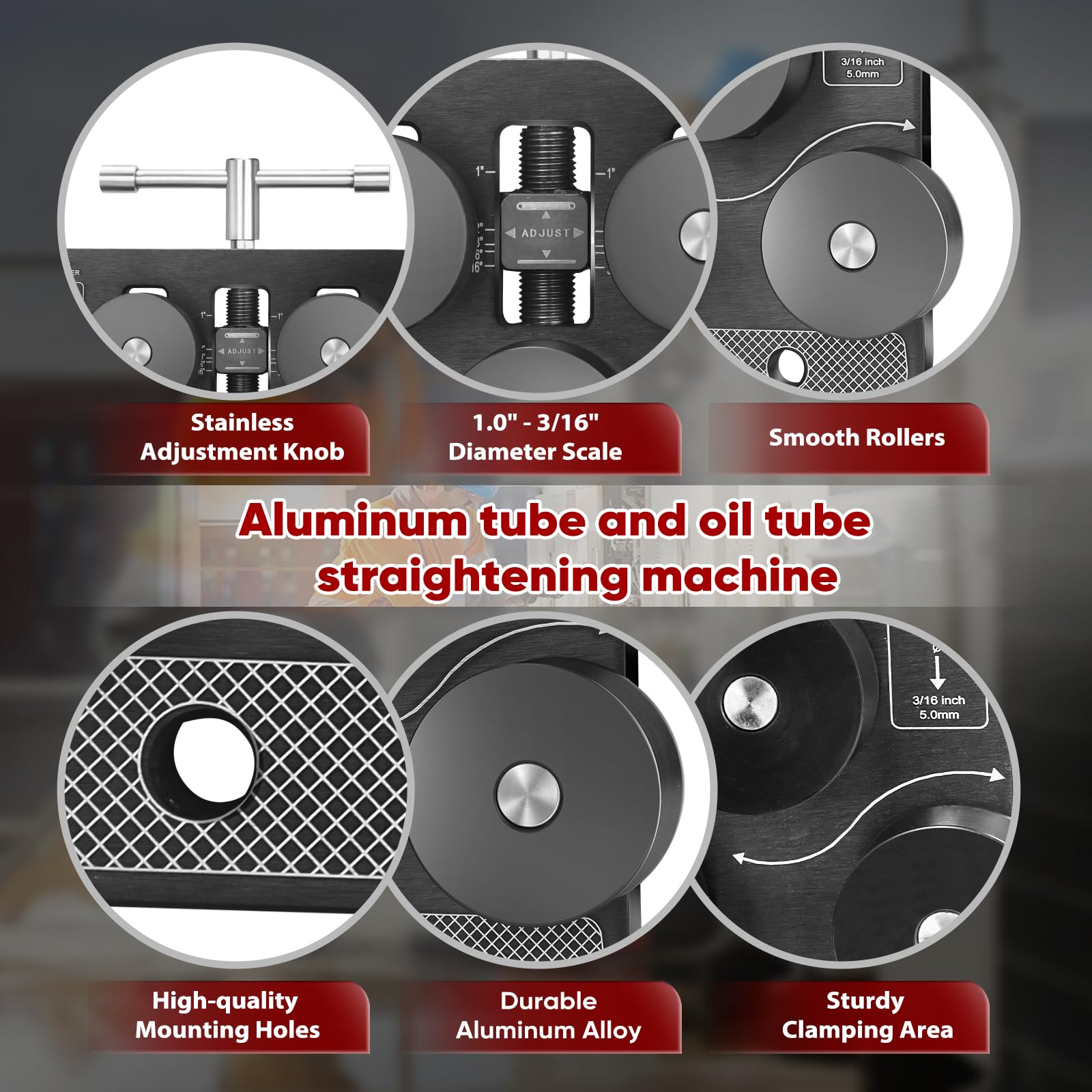 Enderezador de tubos para 3/40.6 cm, 5/40.6 cm, 3/20.3 cm, 1/5.1 cm, 2.5 cm de diámetro, funciona con línea de freno, línea de combustible, tubo de cobre y tubo de aluminio suave
