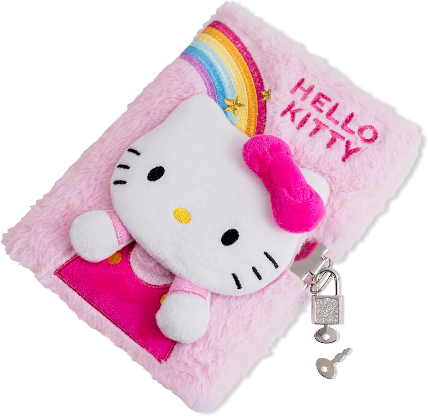 Kids Licensing Hello Kitty Girls 3-D Secret Diary with Lock A5 Lined Plush Notebook for School