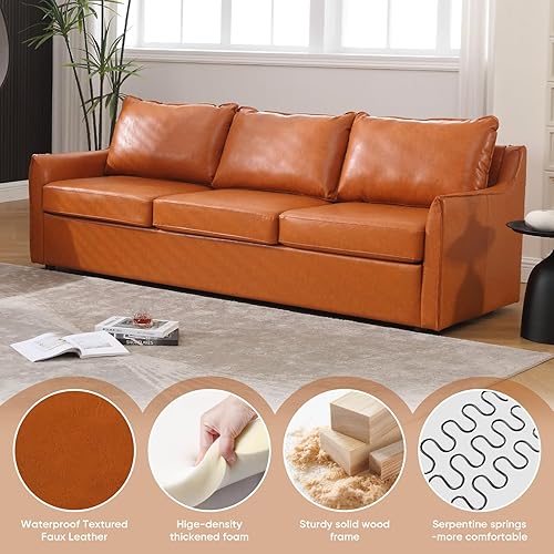 Miniatura 3 de Juego de sofá de piel sintética, moderno de mediados de siglo, sofás seccionales para sala de estar, cómodos juegos de sofá y sofá biplaza con