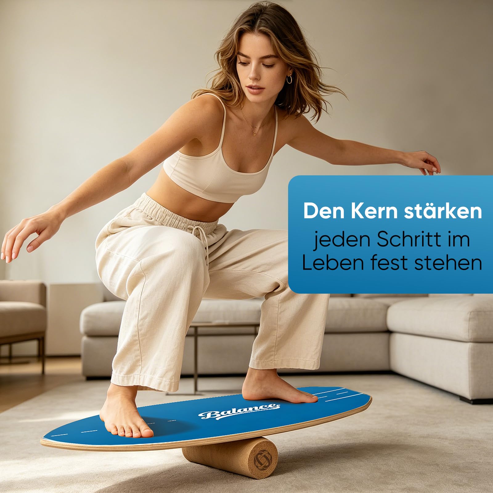 BRICH Balance Board Erwachsene mit Kork Halbkugel & Anti-Rutsch-Oberfläche – Professionelles Balance Board für Fitness, Rehabilitation und Home-Training inklusive Rolle, Balance Ball