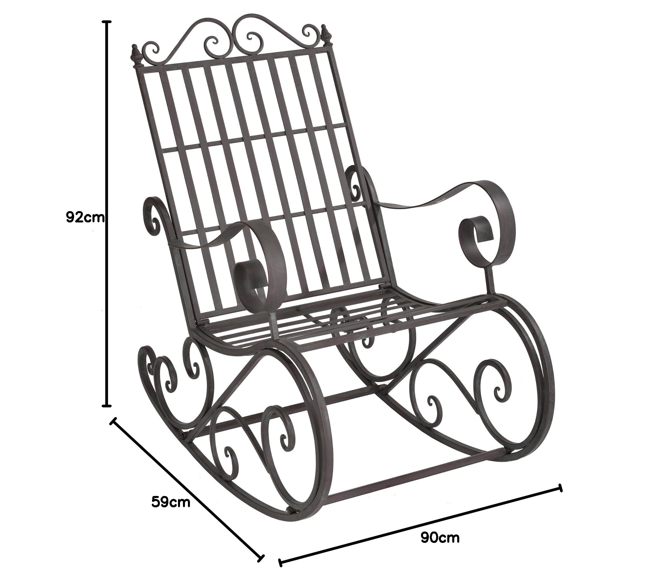 [en.casa] Schaukelstuhl Geraldton 92x59x90cm Schaukelsessel im Landhausstil Schwingsessel für Garten Metall Grün