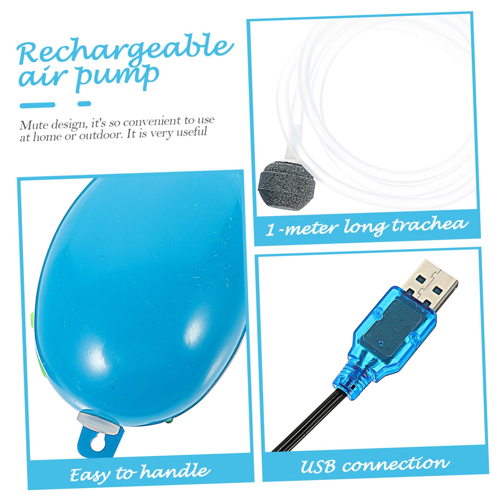 Bomba de oxigeno para pecera Suministro pecera Accesorios ambientador Bomba de Aire Piscina característica Tanque de Peces Suministro de Pesca Abdominales Blue
