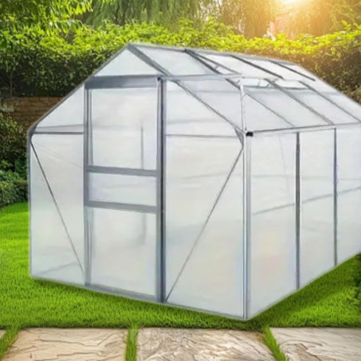 Generic 60x120cm Polycarbonate Greenhouse Panels Transparent Multifunctional Replacement Rainproof Corrugated for Garden Fences, 12Pcs